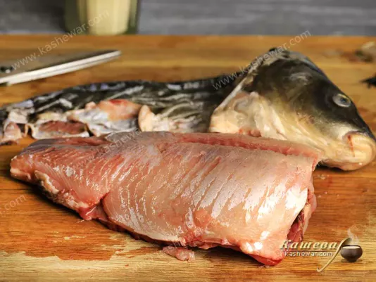 Carcass of fish without skin
