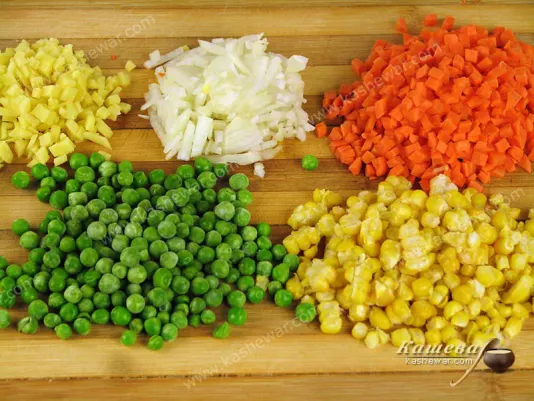Finely chop onion, ginger and carrots