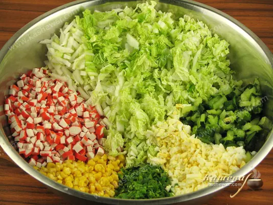 Combine all products and add salt, pepper and mayonnaise