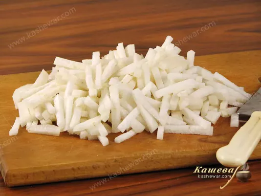 Peel and chop the radishes