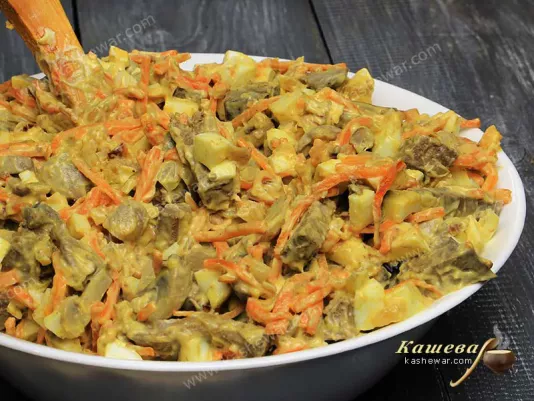 Liver and mushroom salad