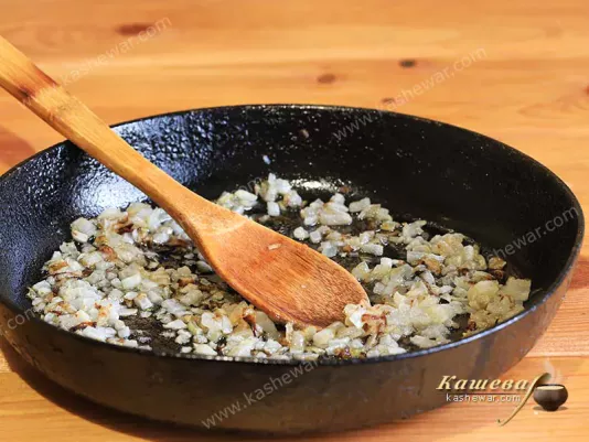 Finely chopped and fried onions