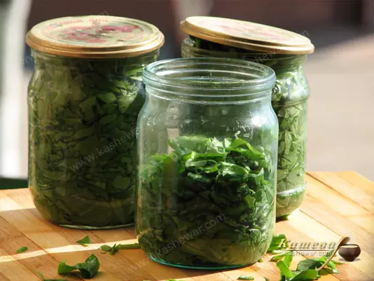 Putting sorrel in cans