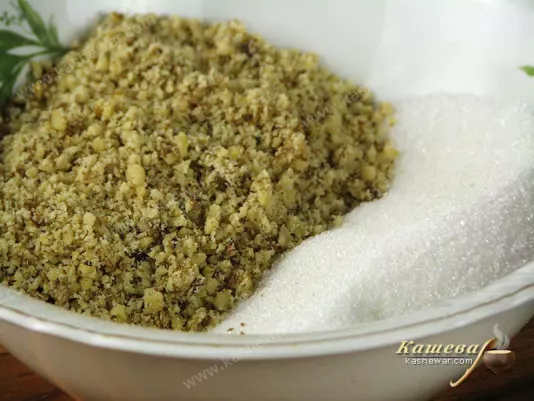 From chopped walnuts and sugar to prepare the filling