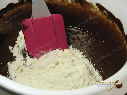 Adding chocolate, liquor, and flour to fondant