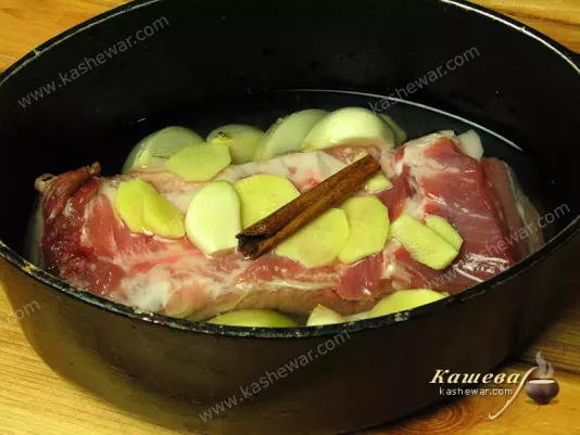 Pork belly and spices for cooking
