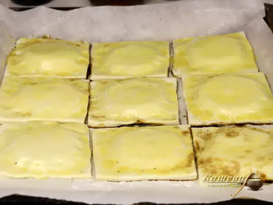 Puff pastry, cut into squares