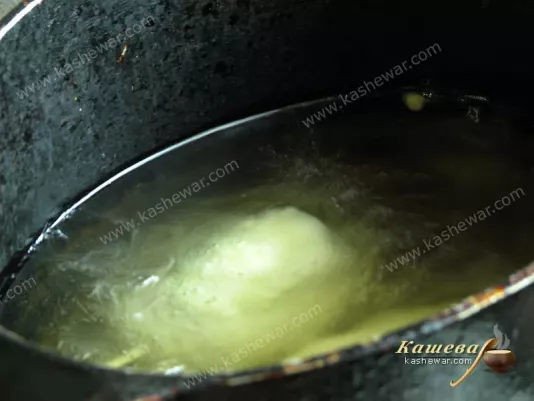 Sausages are deep-fried