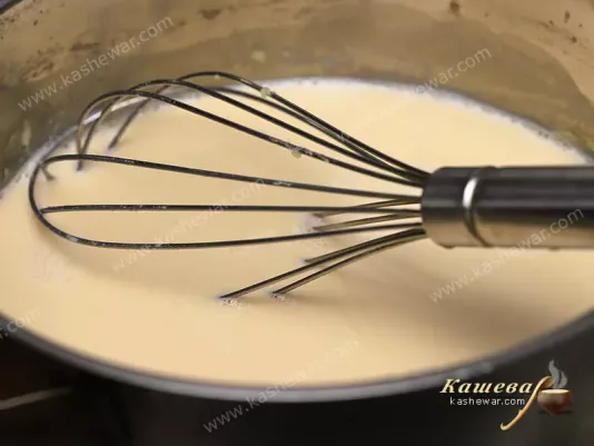 Beginning of cooking Bechamel sauce