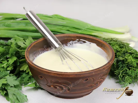 Sour cream, mayonnaise, herbs