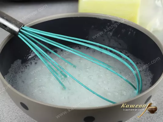 Egg whites are whipped