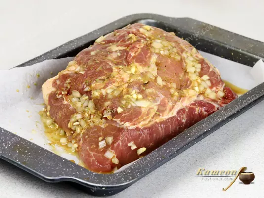Pork rubbed with marinade