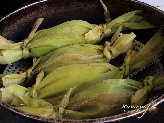 Tamales in a steamer