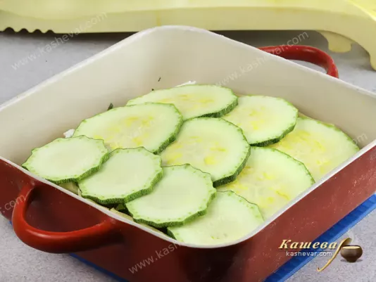 Zucchini sliced on mandolin