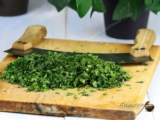 Finely chopped greens