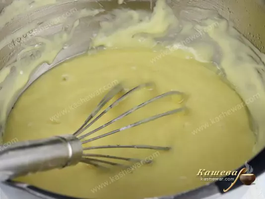 Eggs, kefir and sugar