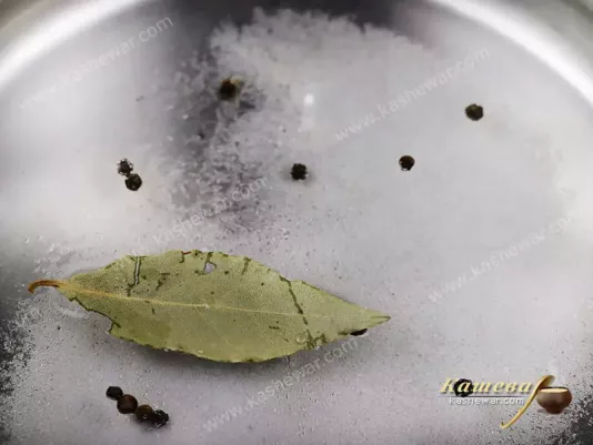 Salt water with pepper and bay leaf