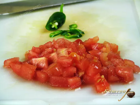Chopped tomatoes and peppers