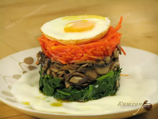 Turret of vegetables and eggs