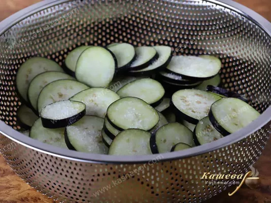 Sliced eggplants