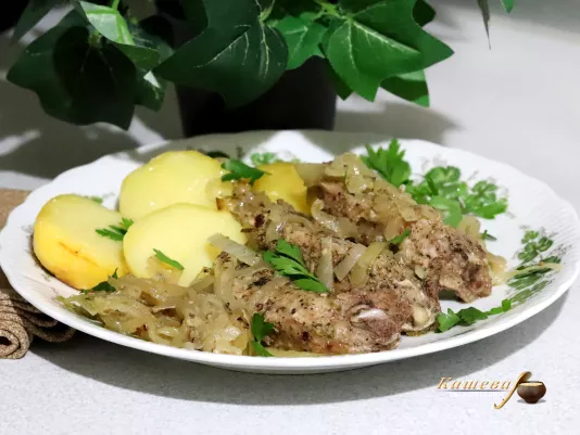 Pork ribs baked with onions – step by step recipe with photos, main courses