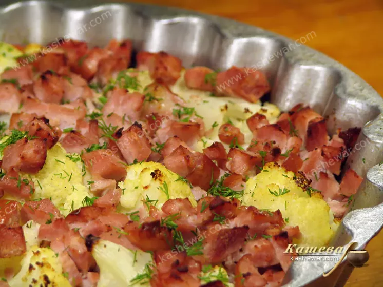 Cauliflower ham casserole - recipe with photo, Bulgarian cuisine
