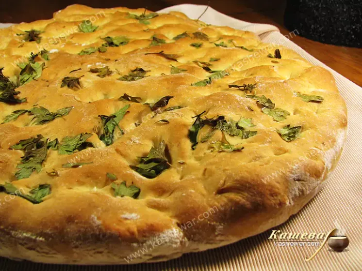 Mixed herbs semolina focaccia - recipe with photo, Italian cuisine