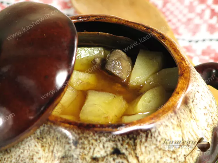 Beef, mushroom and potato stew in a pot - recipe with photo, main courses