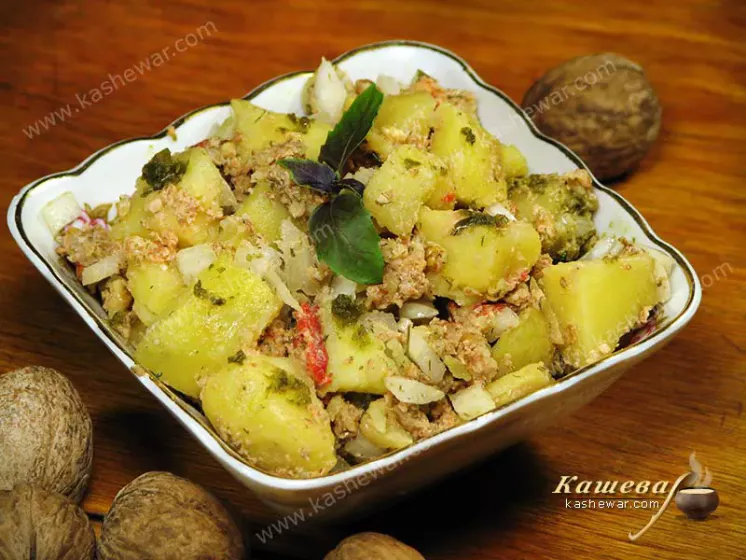 Boiled potatoes with nuts – recipe with photo, Georgian cuisine