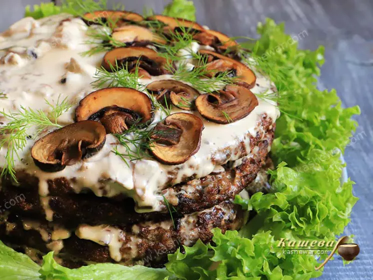 Liver pie with mushroom sauce – recipe with photo, main courses