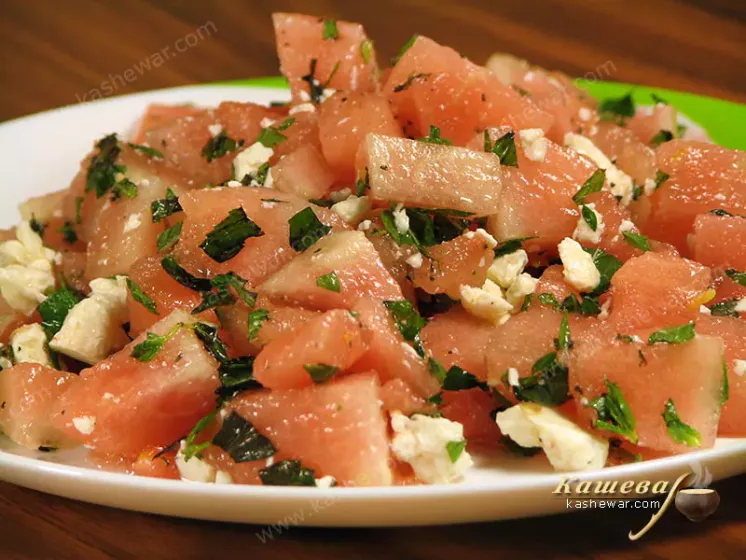 Watermelon and cheese salad - recipe with photo, Jamie Oliver