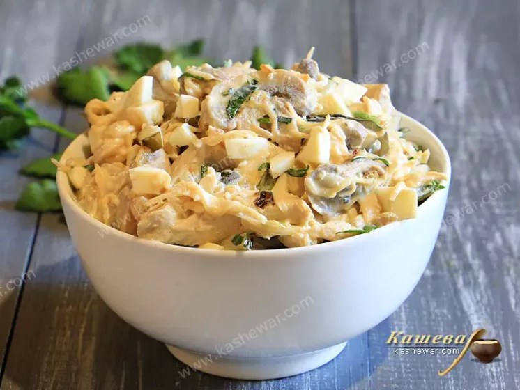 Chicken and mushroom salad – recipe with photo, Belarusian cuisine