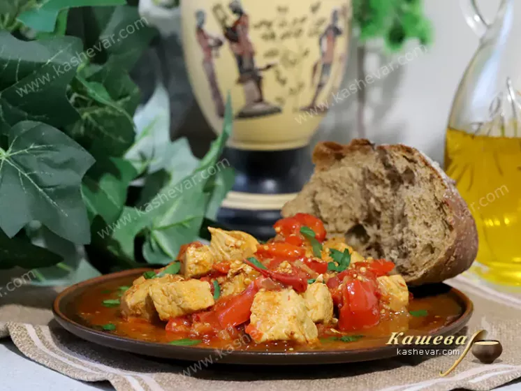 Pork and Sweet Pepper Appetizer - recipe with photos, Greek cuisine